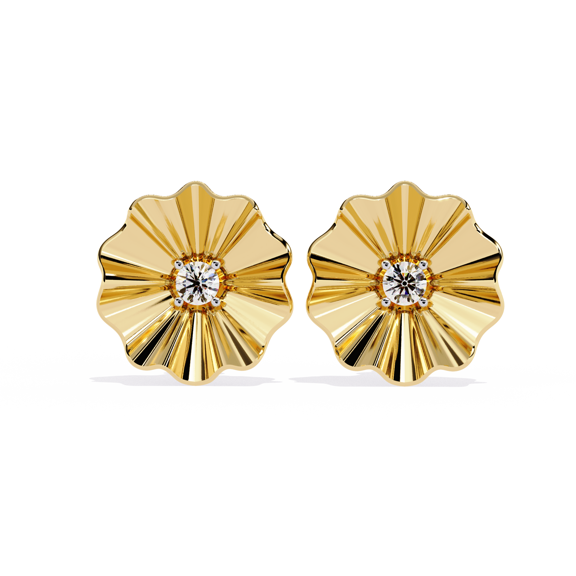 Golden Bloom Natural Diamond Earrings – 0.06ct